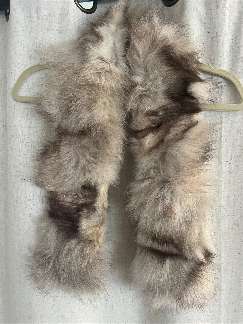 Vintage Genuine Fox Fur Stole Wrap Cream Tan Luxury Formal Evening Shawl 46 inch